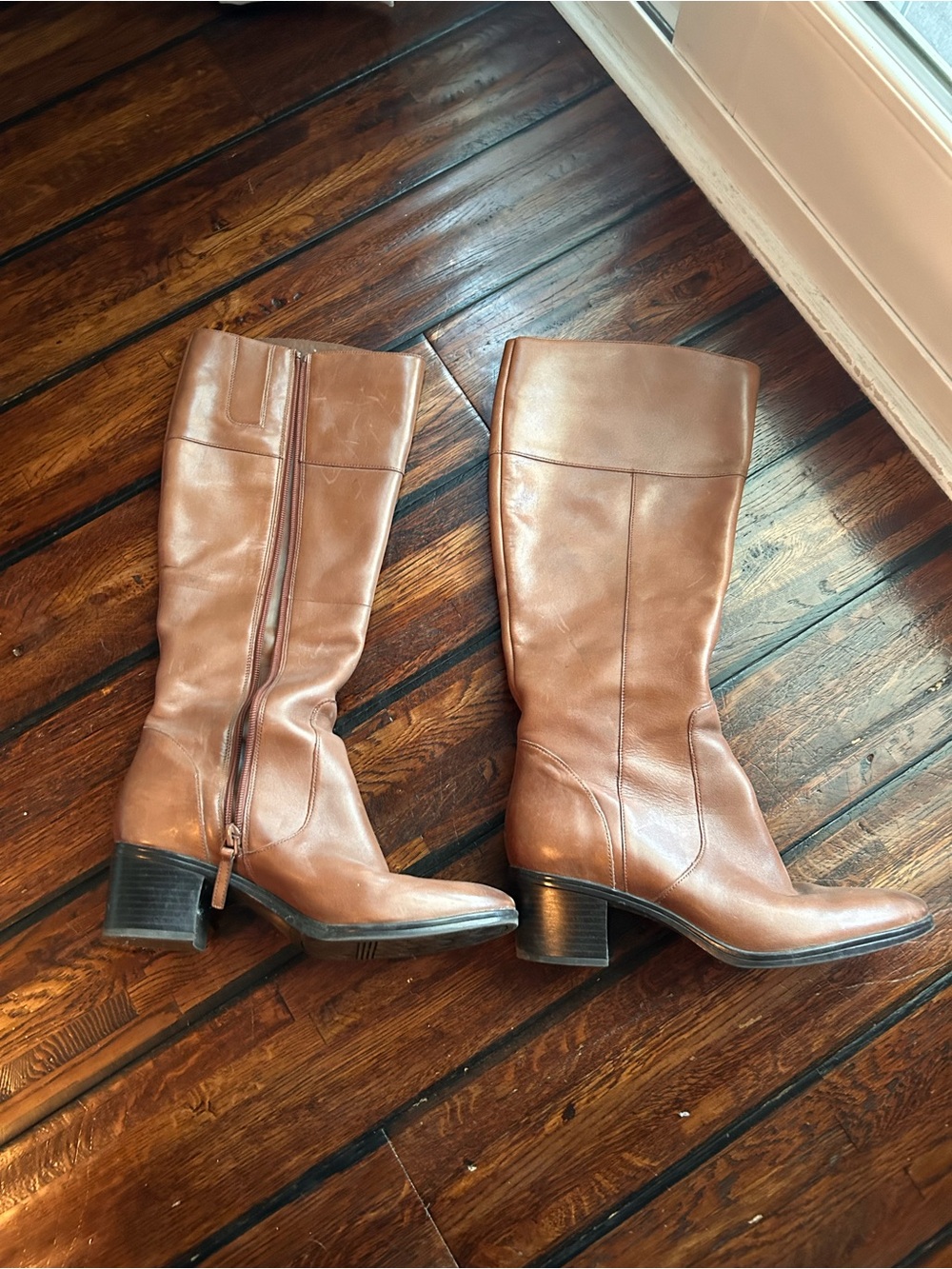 Naturalizer Brown Leather Knee-High Heeled Boots